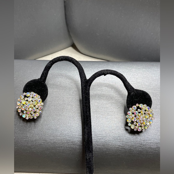 Vintage AB rhinestone button 1” earring’s post. - Picture 2 of 7